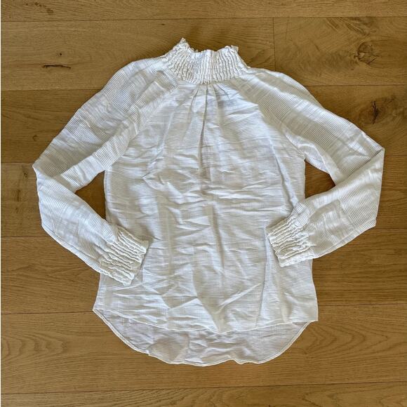 Reformation - Shirred Neck & cuffs Long Sleeve Blouse Top in White - Picture 1 of 5